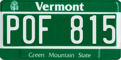 VT license plate POF815