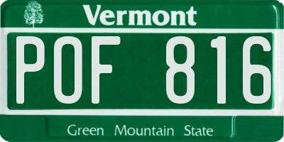 VT license plate POF816