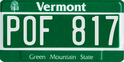 VT license plate POF817