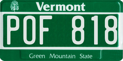VT license plate POF818
