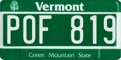 VT license plate POF819