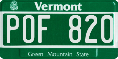 VT license plate POF820