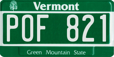 VT license plate POF821