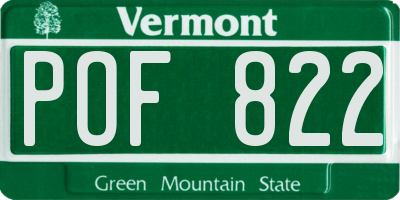 VT license plate POF822