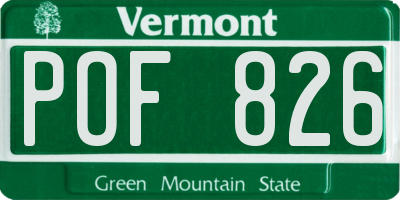 VT license plate POF826