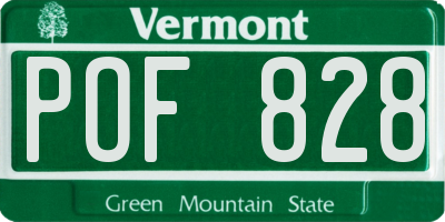 VT license plate POF828