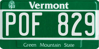 VT license plate POF829