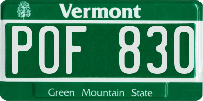 VT license plate POF830