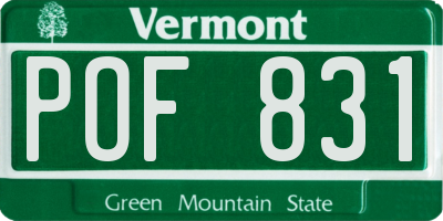 VT license plate POF831