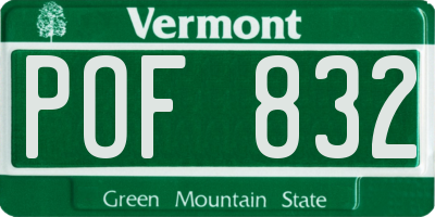 VT license plate POF832