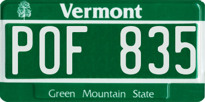 VT license plate POF835