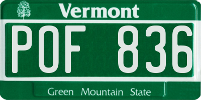 VT license plate POF836