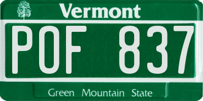 VT license plate POF837
