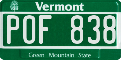 VT license plate POF838