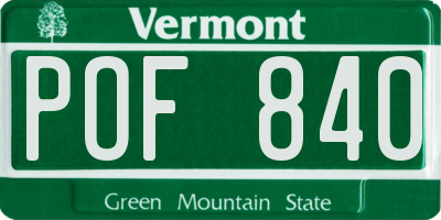 VT license plate POF840