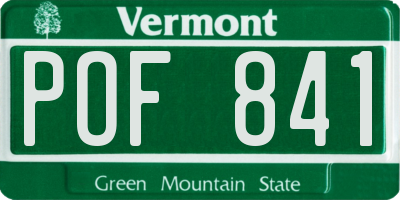 VT license plate POF841
