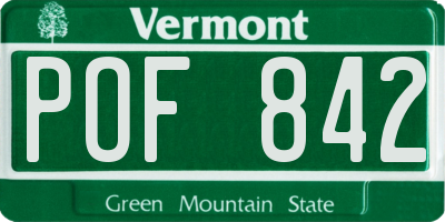 VT license plate POF842