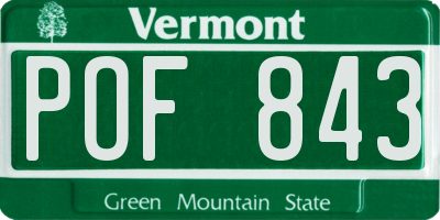 VT license plate POF843