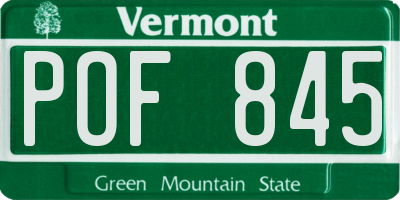 VT license plate POF845