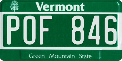 VT license plate POF846