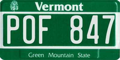 VT license plate POF847
