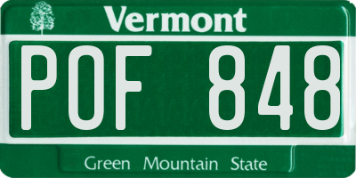 VT license plate POF848
