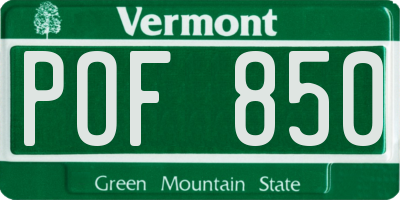 VT license plate POF850