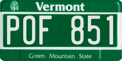 VT license plate POF851