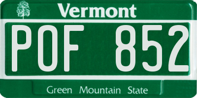 VT license plate POF852