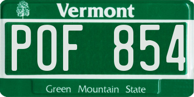 VT license plate POF854