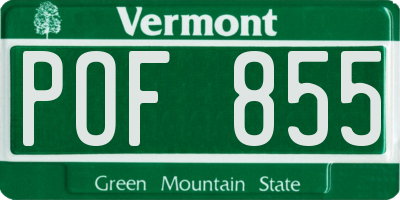 VT license plate POF855