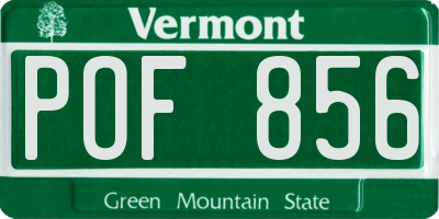 VT license plate POF856