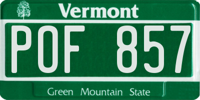 VT license plate POF857