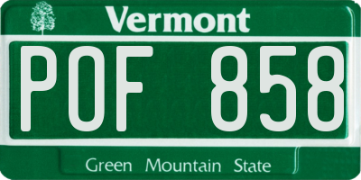 VT license plate POF858