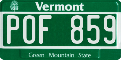VT license plate POF859