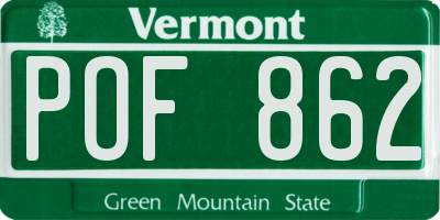VT license plate POF862