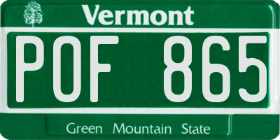 VT license plate POF865