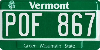 VT license plate POF867