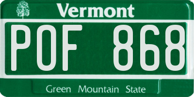 VT license plate POF868