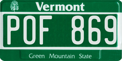 VT license plate POF869