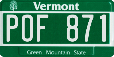 VT license plate POF871