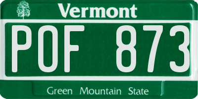 VT license plate POF873