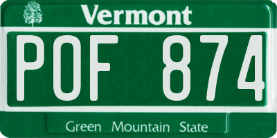 VT license plate POF874