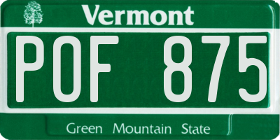 VT license plate POF875