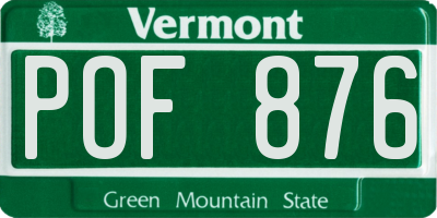VT license plate POF876