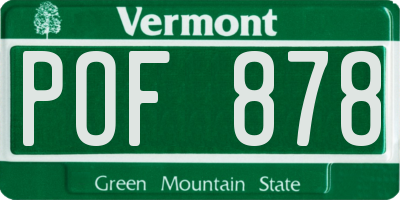 VT license plate POF878