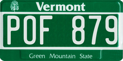 VT license plate POF879