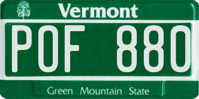 VT license plate POF880