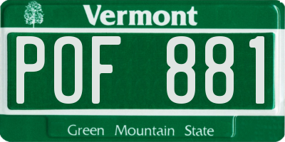 VT license plate POF881