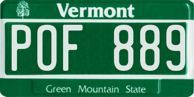 VT license plate POF889